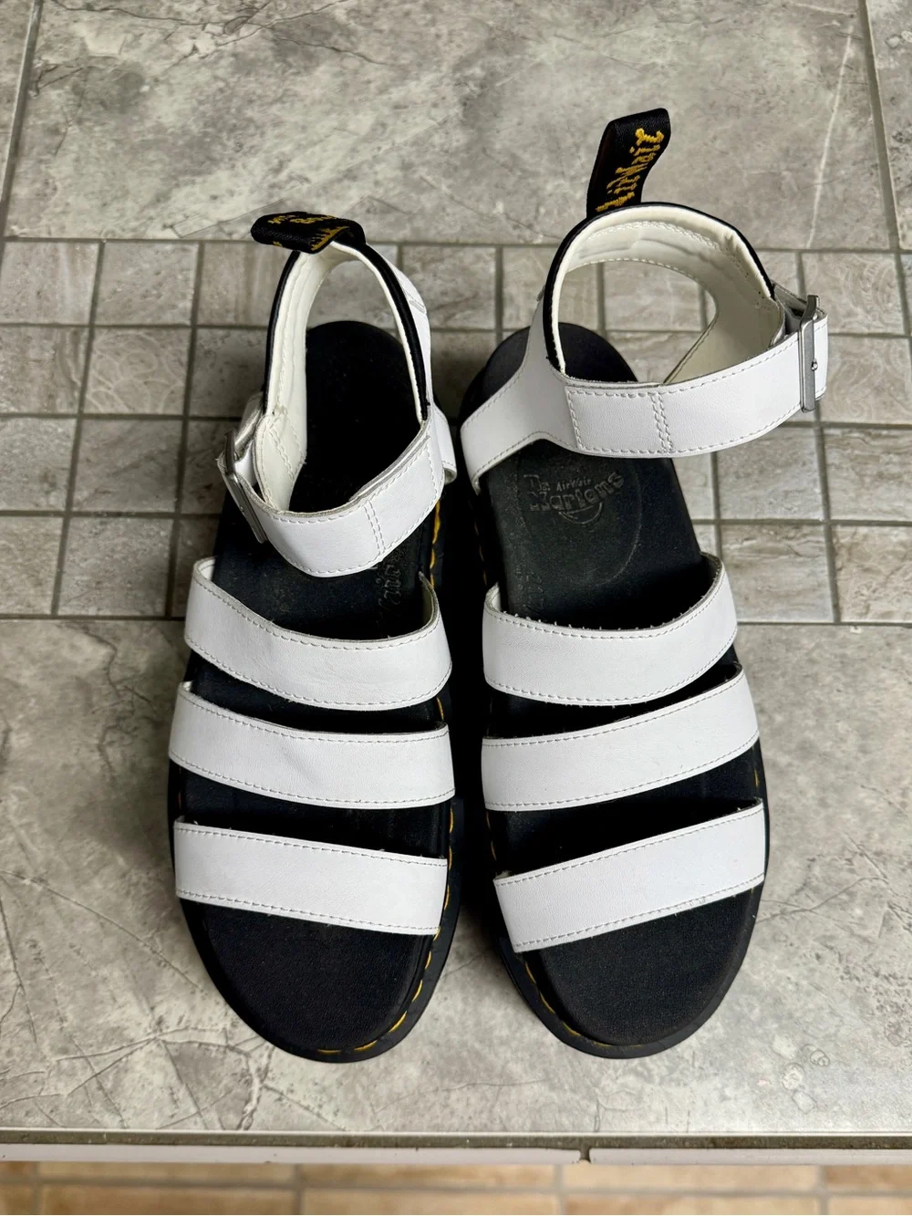 Dr Martens Blaire Quad Platform Sandals White Leather | US 10 |